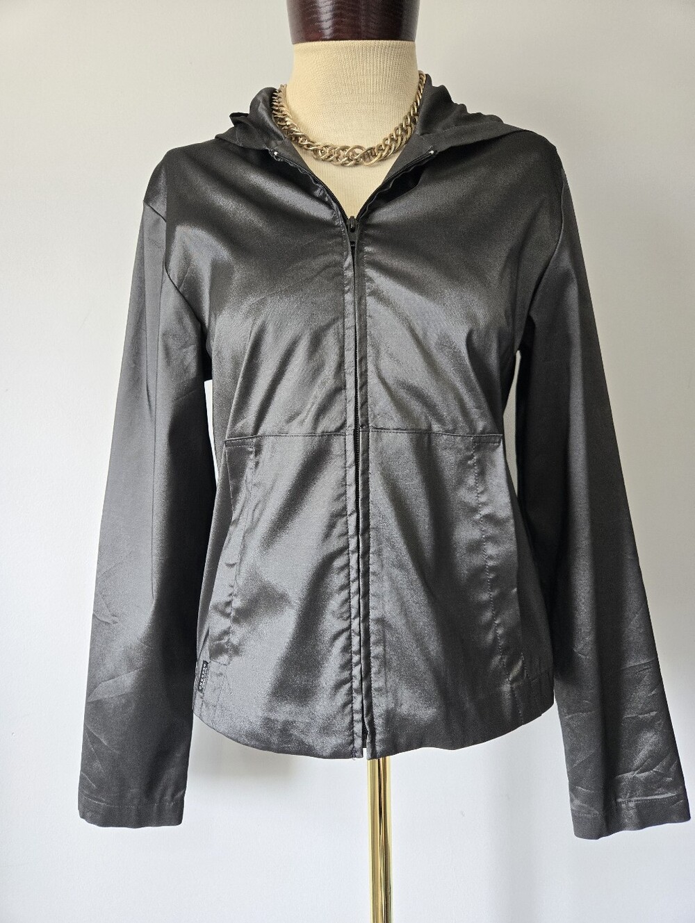 Rudsak Gunmetal Grey Lightweight Hooded Zip Jacket. Size M